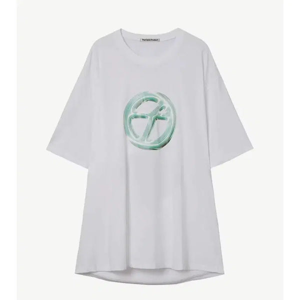 [BUNJANG] Ovenyy Back Slit Symbol Tee White / openyy back slit symbol tee white