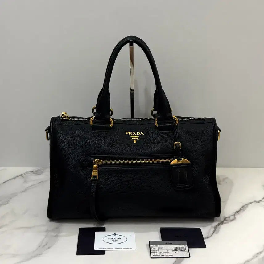 [BUNJANG] Prada Vitello Metallo Logo Dino Calfskin Tote Bag Motor Bag BL0805 / 프라다 비텔로 메탈로고 다이노 카프스킨 토트백 모터백 BL0805