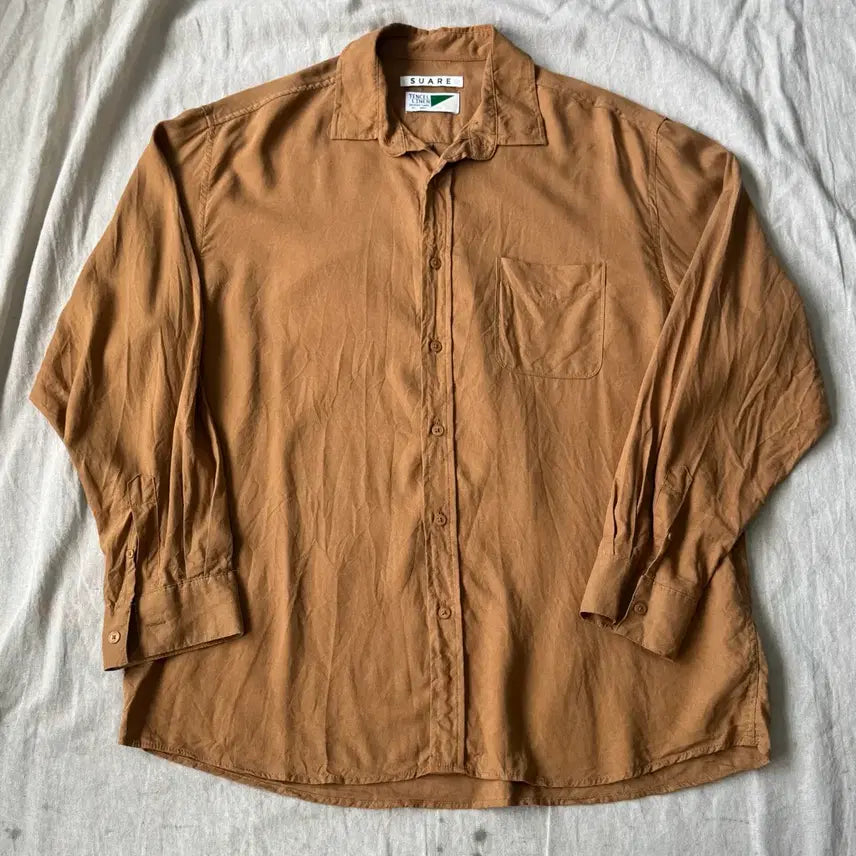 [BUNJANG] SUARE Brown Brick Linen Shirt L / 수아레 브라운 브릭 린넨 셔츠 L
