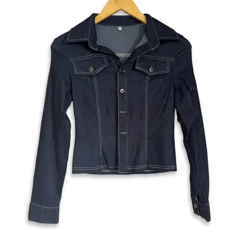 [BUNJANG] Denim Jacket White Stitch M / 청자켓 데님 자켓 흰색 스티치 M
