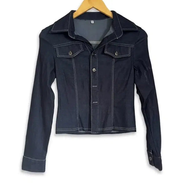 [BUNJANG] Denim Jacket White Stitch M / 청자켓 데님 자켓 흰색 스티치 M
