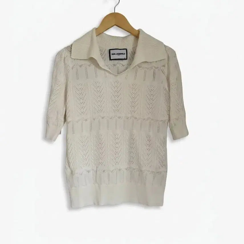 [BUNJANG] Karl Lagerfeld White Knit Top Size 66 / 칼 라거펠트 화이트 니트 상의 66