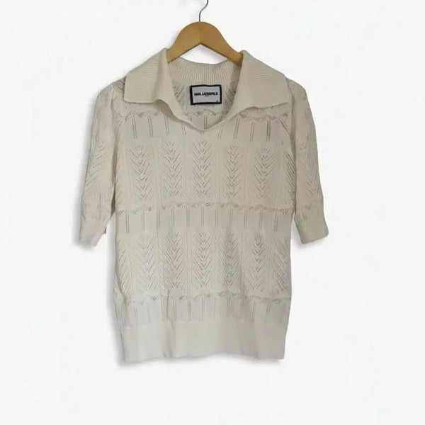[BUNJANG] Karl Lagerfeld White Knit Top Size 66 / 칼 라거펠트 화이트 니트 상의 66