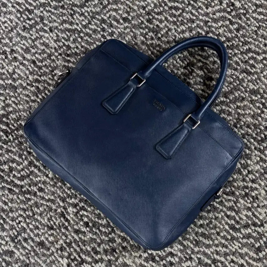 [BUNJANG] Prada Saffiano Leather Briefcase Navy / 프라다 사피아노 서류 가방