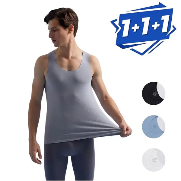 [BUNJANG] Men's Seamless Ice Cool Tank Top - 3 Pack / 1+1+1 슬기로운 무더위 생활 안 입은 줄 알고 깜짝 놀라는 남성 심리스 아이스 쿨 런닝 무봉제 나시 민소매 티 2L60120705