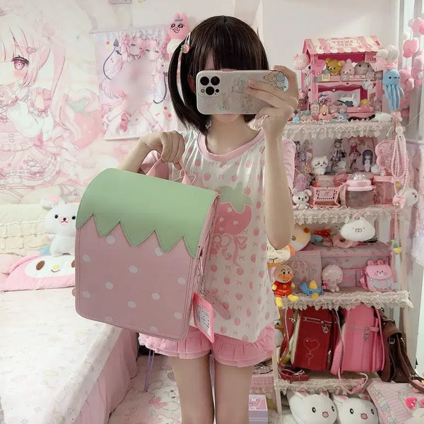 [BUNJANG] Strawberry Randoseru Style Backpack / 일녀 스트로베리 란도셀 st 백팩