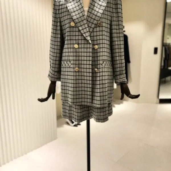 [BUNJANG] MOJO.S.PHINE Check Double-Button Jacket / 모조에스핀 체크 더블버튼 자켓