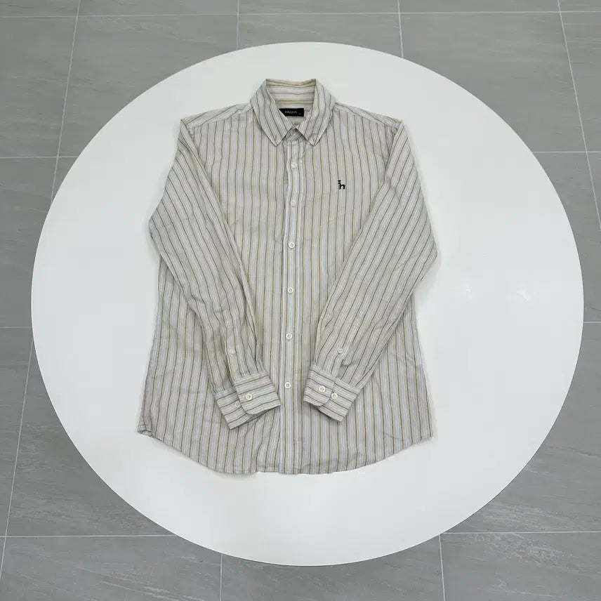 [BUNJANG] Hazzys Striped Casual Shirt Beige M (95) / 헤지스 스트라이프 캐주얼 셔츠 베이지 M 95