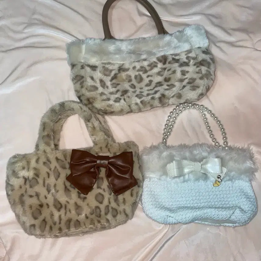 [BUNJANG] Onew Gya Lou Leopard Print Tote Bag Set (3 Items) / 오네 갸루 호피 가방 토트백 3개 세트 스나계 지뢰계