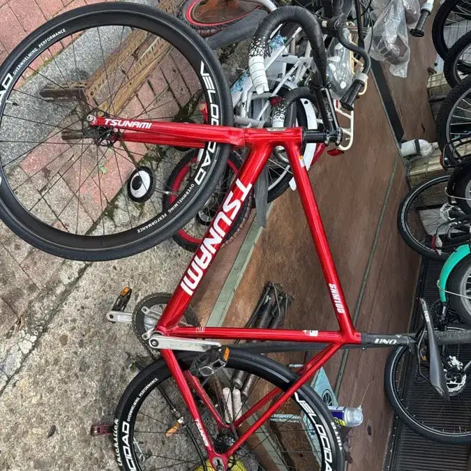 [BUNJANG] Tsunami SNM100 (Size L) Bicycle with Velociy 42 Rim Wheelset / 쓰나미 snm100 레드와인 L 노먹노크(마지막가격)