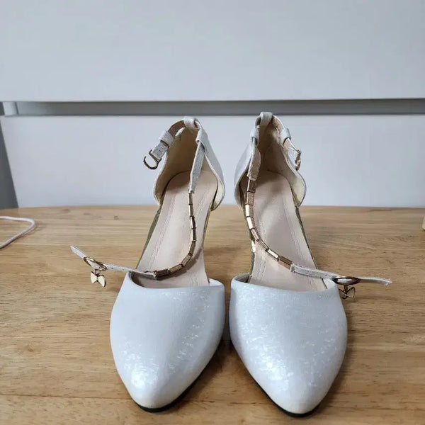 [BUNJANG] White Strap Heels / 화이트 스트랩 힐