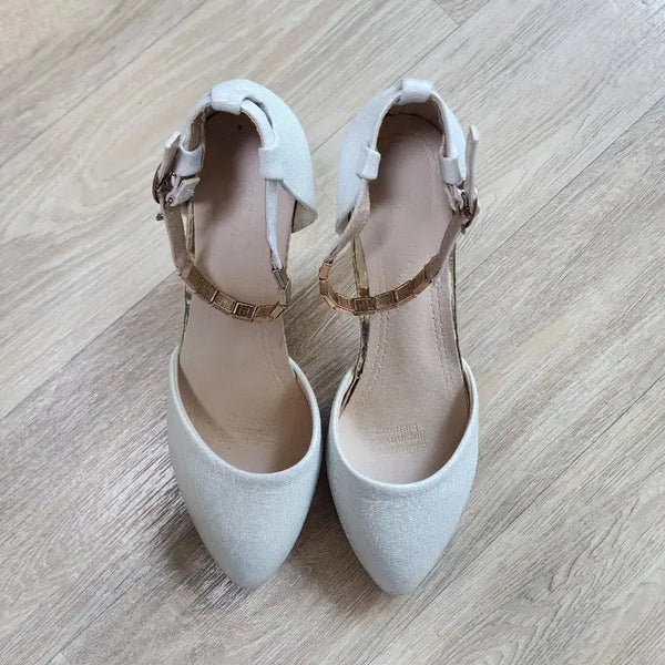 [BUNJANG] White Strap Heels / 화이트 스트랩 힐