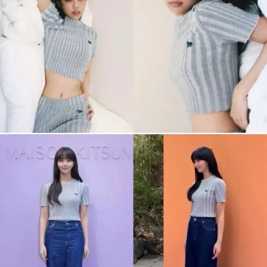[BUNJANG] Maison Kitsuné Women's Baby Fox Knit T-Shirt / 메종키츠네 여성반팔