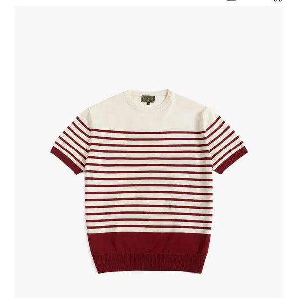 [BUNJANG] Boogie Holiday Striped Short Sleeve Knit XL / 부기홀리데이 단가라 반팔 니트 XL