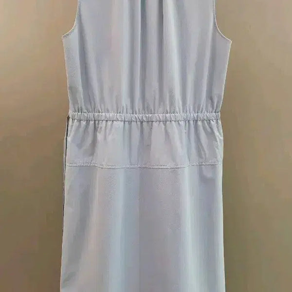 [BUNJANG] KUHO Light Blue Sleeveless Dress with Waist Banding / KUHO 구호 라이트블루 허리밴딩 민소매 원피스 66~마른77