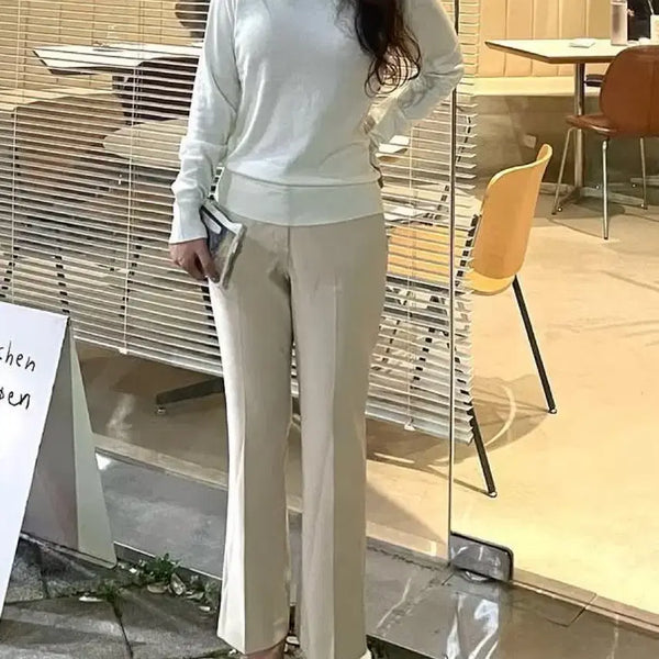 [BUNJANG] Beige Semi-Bootcut Slacks Size 55 / 베이지 세미부츠컷 슬랙스 55
