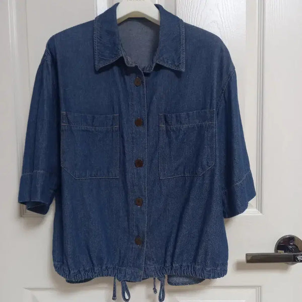 [BUNJANG] Women's Denim Shirt Jacket 7/10 Sleeve / 데님 셔츠 자켓
