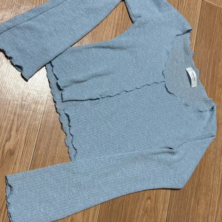 [BUNJANG] Sky Blue Sheer Long Sleeve Crop Top / 소라 시스루 긴팔 크롭