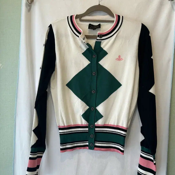 [BUNJANG] Vivienne Westwood Argyle Pattern Cardigan / 비비안 웨스트 우드 아가일 패턴 가디건