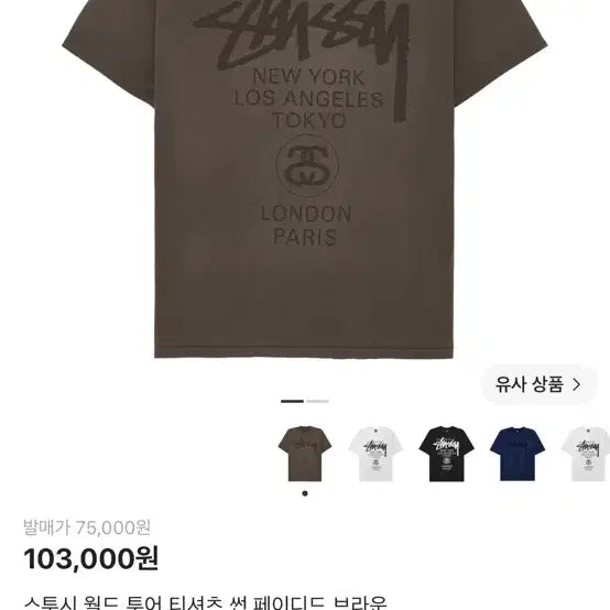 [BUNJANG] Stussy World Tour T-Shirt Sun Faded Brown / 스투시 월드 투어 티셔츠 썬 페이디드 브라운