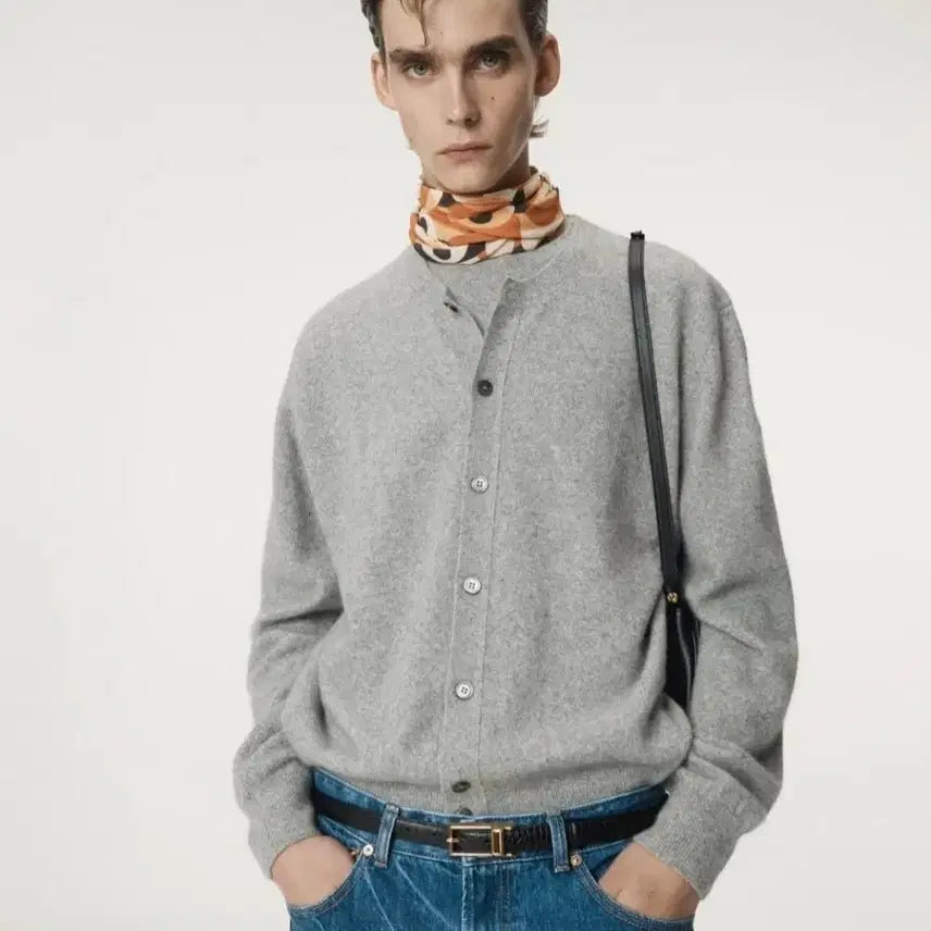 [BUNJANG] Recto Crewneck Layered Cardigan Mélange Grey M / 렉토 크루넥 레이어드 가디건 멜란지그레이 M