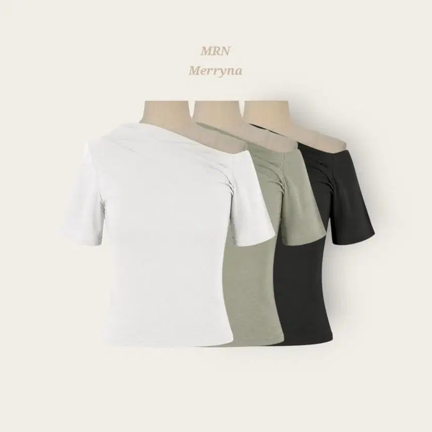 [BUNJANG] Merryna One-Shoulder Shirring T-Shirt / [빠른배송] 원숄더 셔링 티 3color