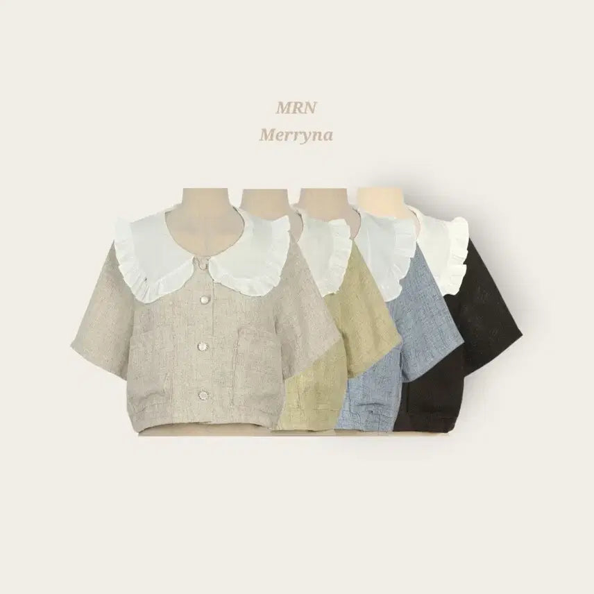 [BUNJANG] Merryna Big Collar Frill Pearl Crystal Tweed Jacket 4 Colors / [빠른배송] 빅카라 프릴 진주 크리스탈 트위드 자켓 4color