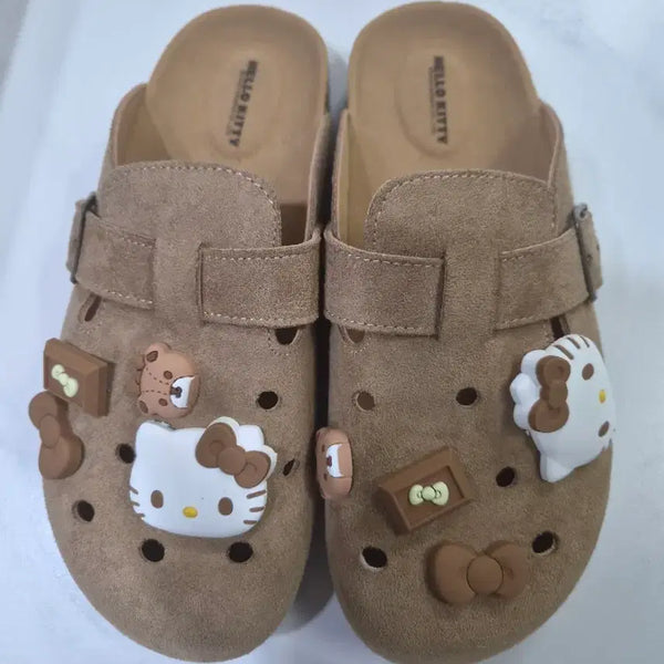 [BUNJANG] Hello Kitty Brown Mule Sandals / 헬로키티 뮬 샌들 브라운