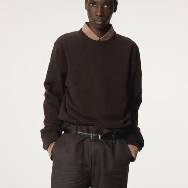 [BUNJANG] Recto Cuff Detail Knit Top Dark Burgundy M / 렉토 셔츠 커프스 디테일 니트탑 다크버건디 M
