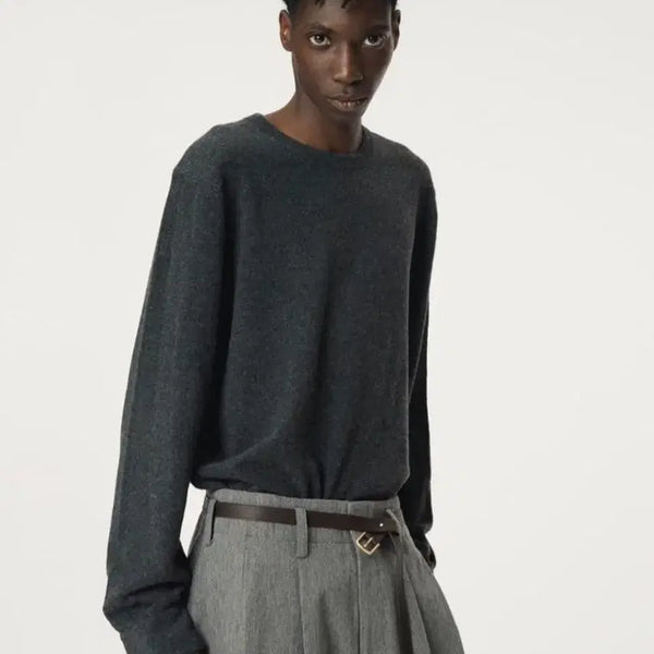 [BUNJANG] Recto Cuff Detail Knit Top Charcoal Grey M / 렉토 셔츠 커프스 디테일 니트탑 차콜그레이 M