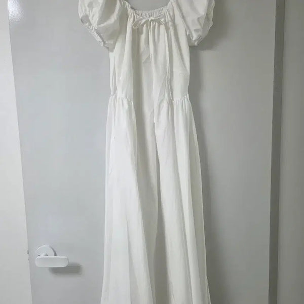 [BUNJANG] TWEBSHELL Ribbon Long Dress Ivory / 트위 브쉘 리본 롱 원피스 아이보리