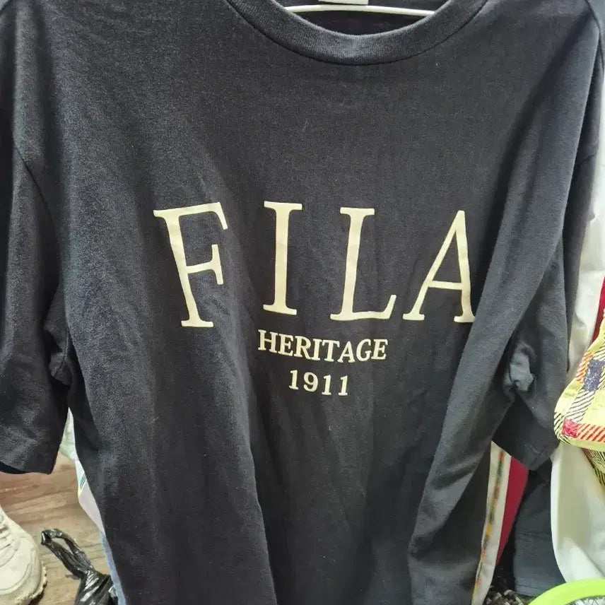 [BUNJANG] Fila Heritage 1911 Short Sleeve T-Shirt Black / 휠라 헤리티지 1911 반팔 티셔츠 블랙