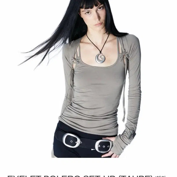 [BUNJANG] 2000archives Eyelet Bolero Setup Top / 2000아카이브스 2000archives 아일렛 볼레로 셋업 상의