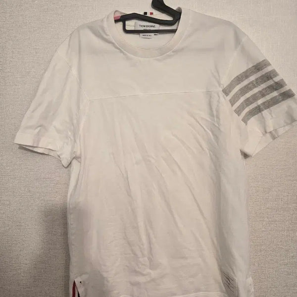 [BUNJANG] Thom Browne White Four Bar T-Shirt / 정품 톰브라운 반팔 티셔츠 화이트 4선 포인트(하자 참조)