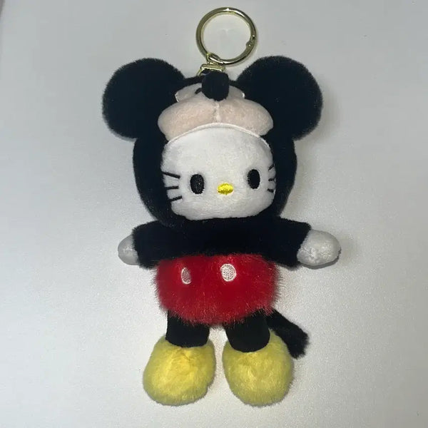 [BUNJANG] Sanrio Hello Kitty Mickey Mouse Plush Keychain / 새제품) 산리오 헬로키티 미키마우스 인형 키링