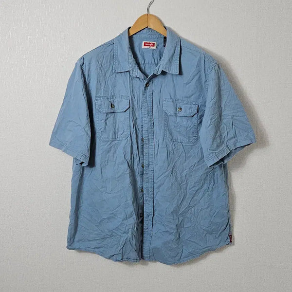 [BUNJANG] Wrangler Denim Oversized Pocket Short Sleeve Shirt XL / 랭글러 wrangler 포켓 반팔셔츠 오버핏 헌팅 데님 XL