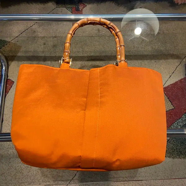 [BUNJANG] Orange Bamboo Handle Tote Bag / 오렌지색 뱀부 핸들 토트백
