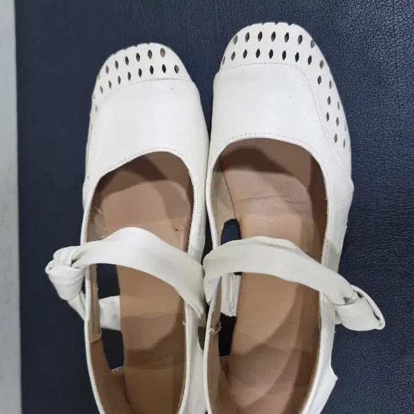 [BUNJANG] White Ribbon Detail Mary Jane Summer Sandals (235) / 메리제인 여름 샌들  235