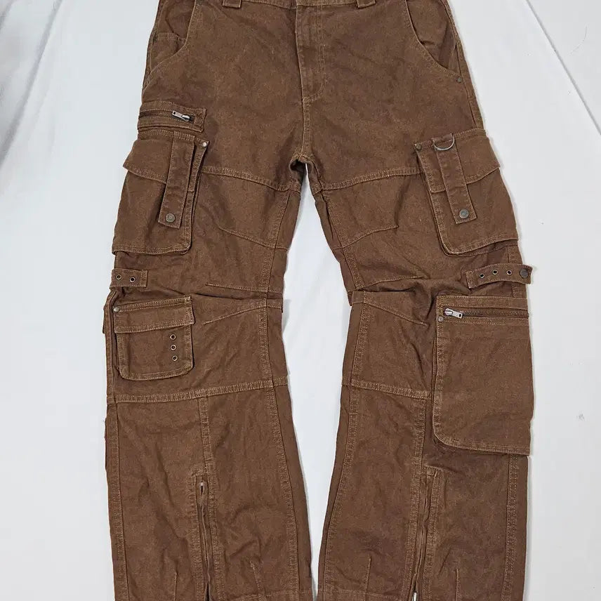[BUNJANG] ZARA Cargo Pocket Denim Pants Brown Jeans 32 / 자라 ZARA 카고포켓 데님팬츠 브라운진 하드 유틸리티 탄창 32