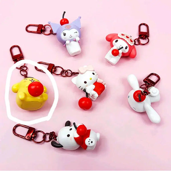 [BUNJANG] Sanrio Pompompurin Cherry Figure Keychain (Sealed) / [미개봉] 산리오 랜덤 키링 > 폼폼푸린 체리 피규어 키링