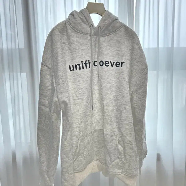 [BUNJANG] Unifitcover Grey Hooded Sweatshirt / 유니피코버 후드티 그레이 기모