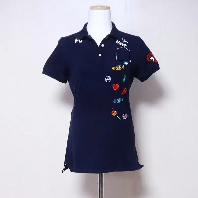 [BUNJANG] PGA Tour Women's Short Sleeve Golf Polo Shirt Navy Size 55 / 파리게이츠 여성55 네이비 골프 반팔 티셔츠(3)