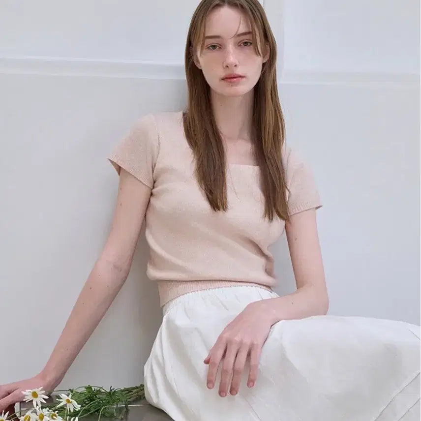 [BUNJANG] Boa Fit Woman Viscose Square Half Knit (Blush Pink, Free Size) / [택만 제거]브아핏포우먼 비스코스 스퀘어 하프 니트(블러쉬 핑크,Free)