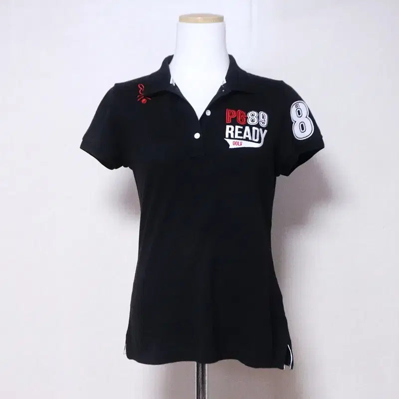 [BUNJANG] Pearly Gates Women's Black Golf Short Sleeve Polo Shirt (Size 55) / 파리게이츠 여성55 블랙 골프 반팔 티셔츠(3)