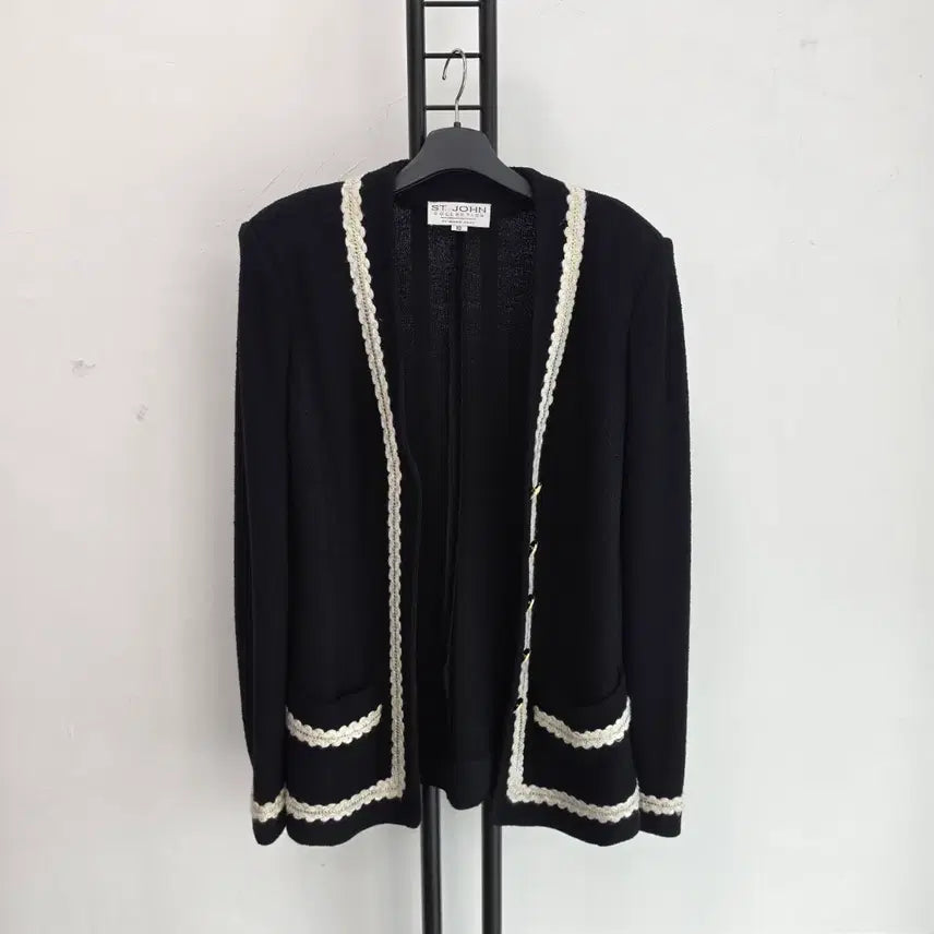 [BUNJANG] St. John Collection Black Shawl Cardigan / 정품 센존 컬렉션 마이그래이 ST. JOHN 블랙 숄 가디건