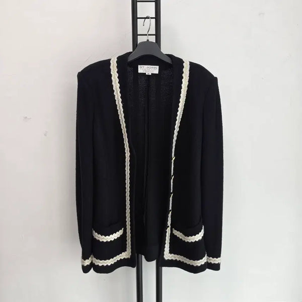 [BUNJANG] St. John Collection Black Shawl Cardigan / 정품 센존 컬렉션 마이그래이 ST. JOHN 블랙 숄 가디건