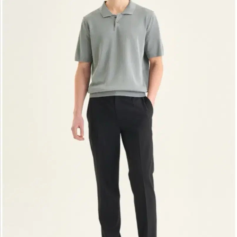 [BUNJANG] TIME HOMME Silk Half Sleeve Knit Top Grey (2023 SS) / 타임옴므 실크 카라 니트 탑 그레이(23SS)