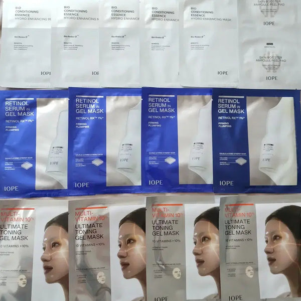 [BUNJANG] IOPE Retinol Serum Gel Mask Bundle Set (15 Sheets) / 새상품) 아이오페 레티놀 세럼 겔마스크+얼티밋 겔마스크+인핸싱 마스크 일괄(15매)