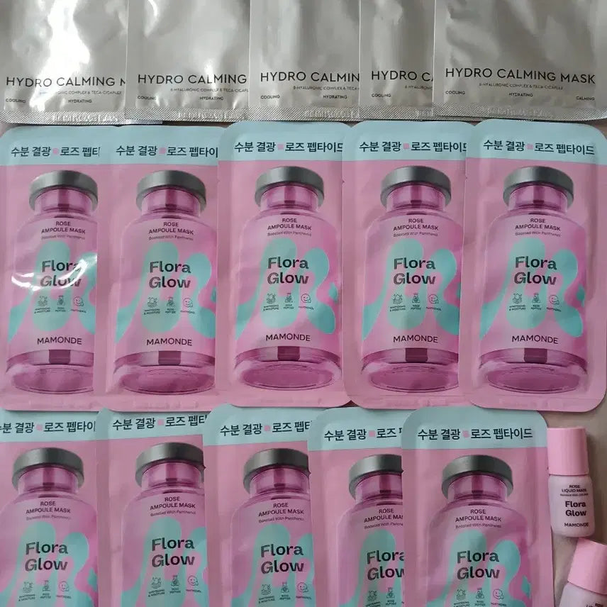 [BUNJANG] Mamonde Flora Glow Rose Ampoule Mask + Hera Calming Mask Bundle Set (15 Sheets) / 새상품) 마몽드 플로라글로우 로즈 앰플마스크+헤라 카밍마스크 일괄(15매)