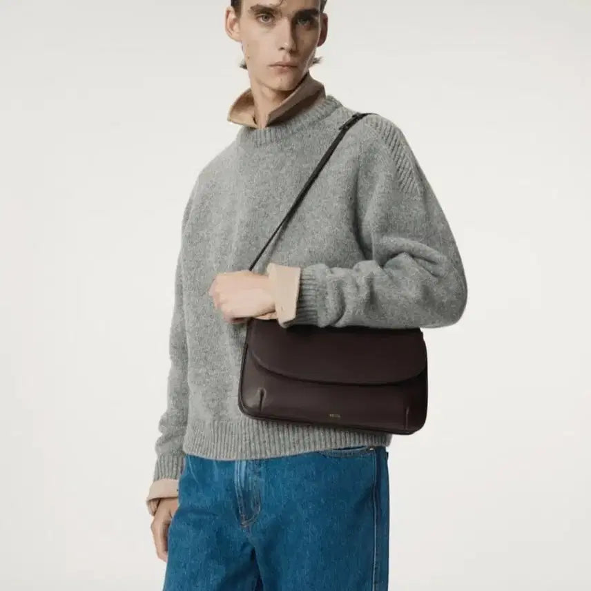 [BUNJANG] Recto Shetland Wool Knit Melange Grey M / 렉토 셔틀랜드 울 니트 멜란지그레이 M